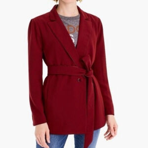 J. CREW 365 CREPE WRAP BLAZER IN BURGUNDY SIZE LARGE CONTEMPORARY MINIMALIST